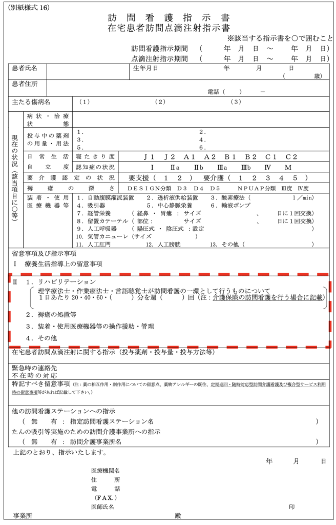 Ⅰ－6 ⑫ 訪問看護指示書の記載欄の見直し | 令和4年 診療報酬改定情報｜PT-OT-ST.NET