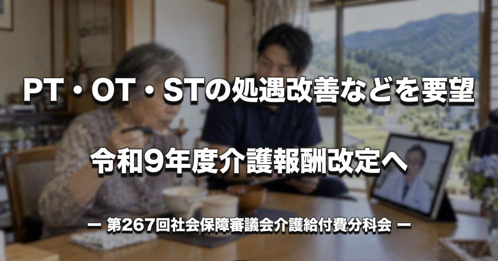リハビリテーション専門職の「処遇改善」「専門技術の評価」を要望　令和9年度介護報酬改定へ【リハ協議会】